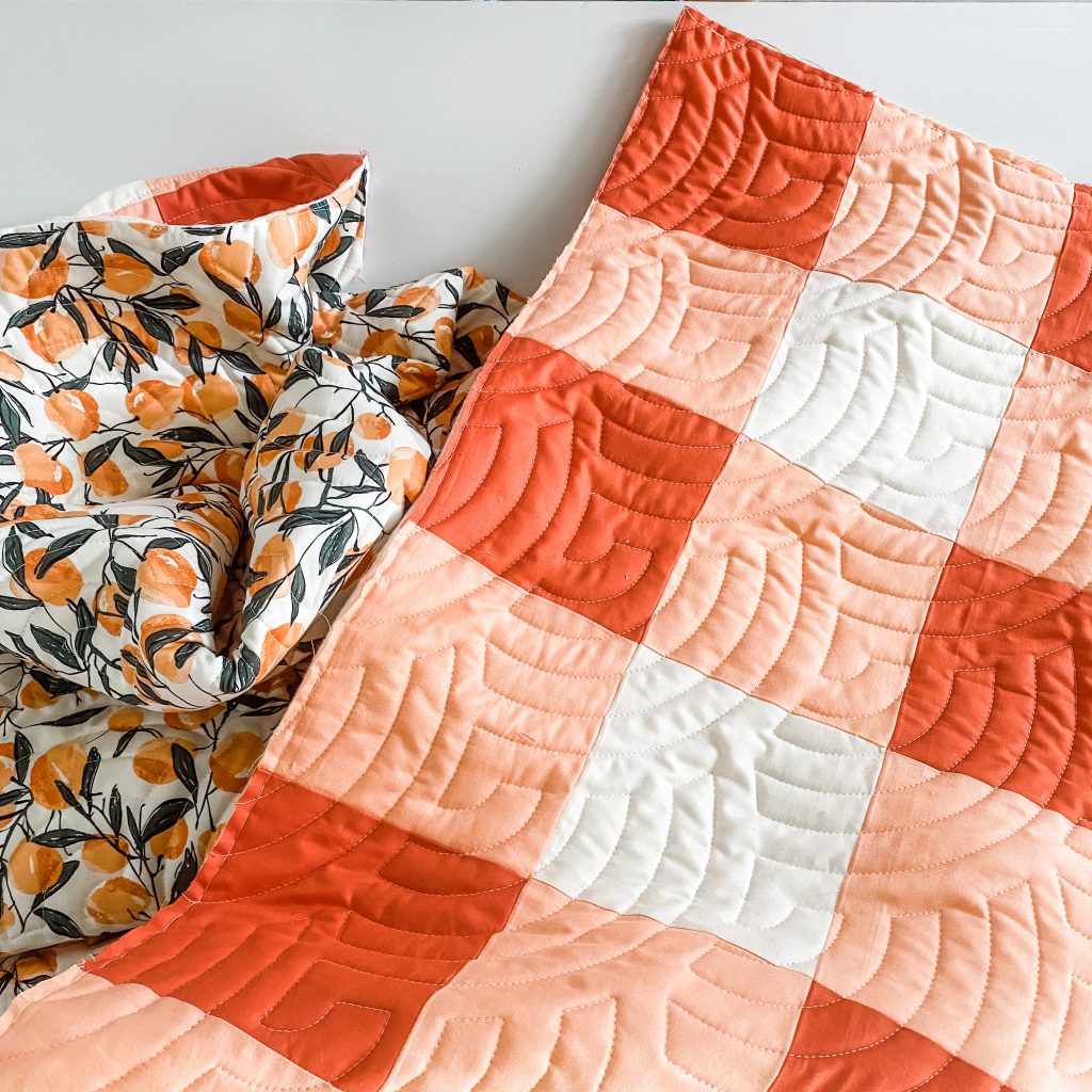 GIngham Quilt in Orange Fabrics by Art Gallery Fabrics