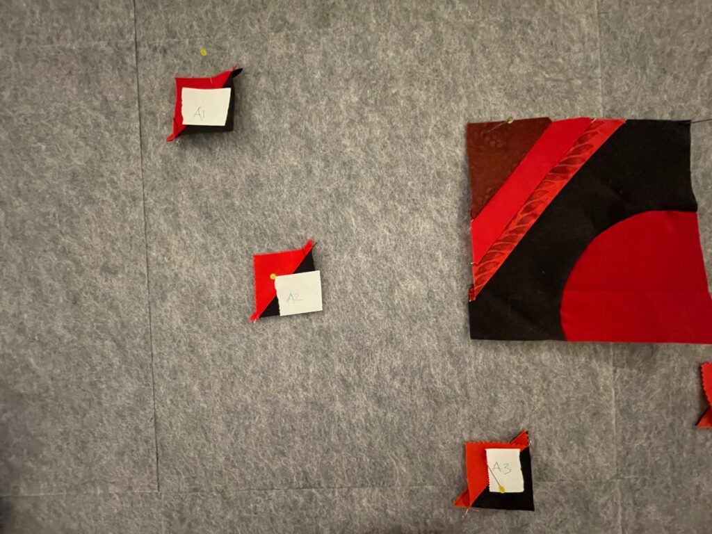 red quilt blocks