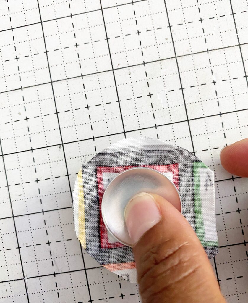 putting the fabric together with pin