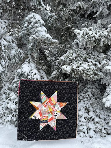 quilt outside in the snow