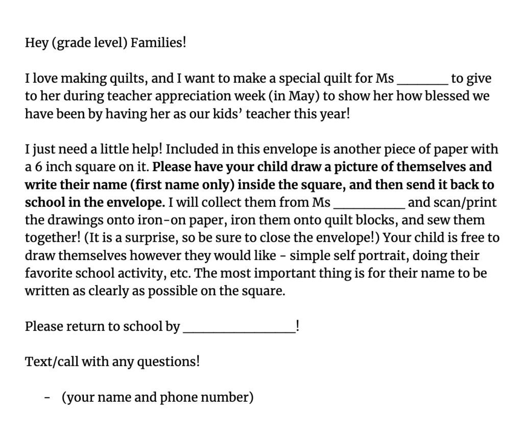 teacher letter
