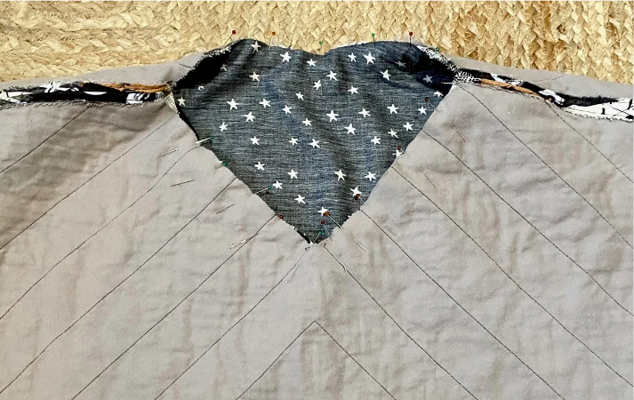 quilted neckline