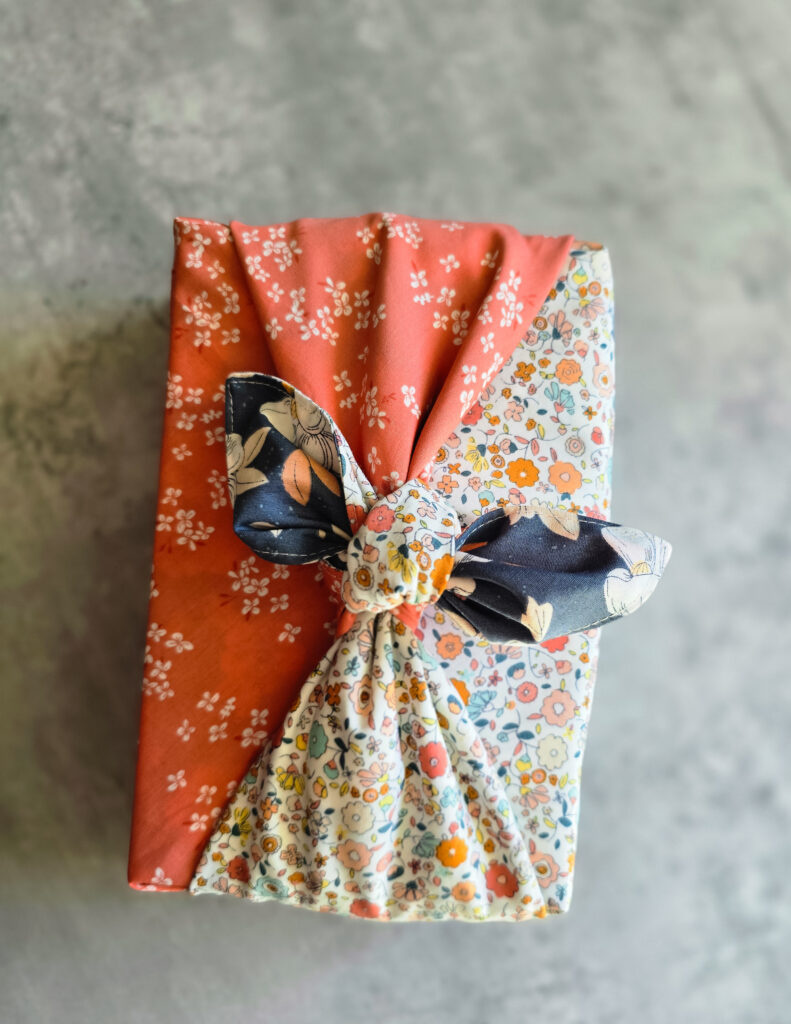 Book wrapped with Furoshiki book wrapping