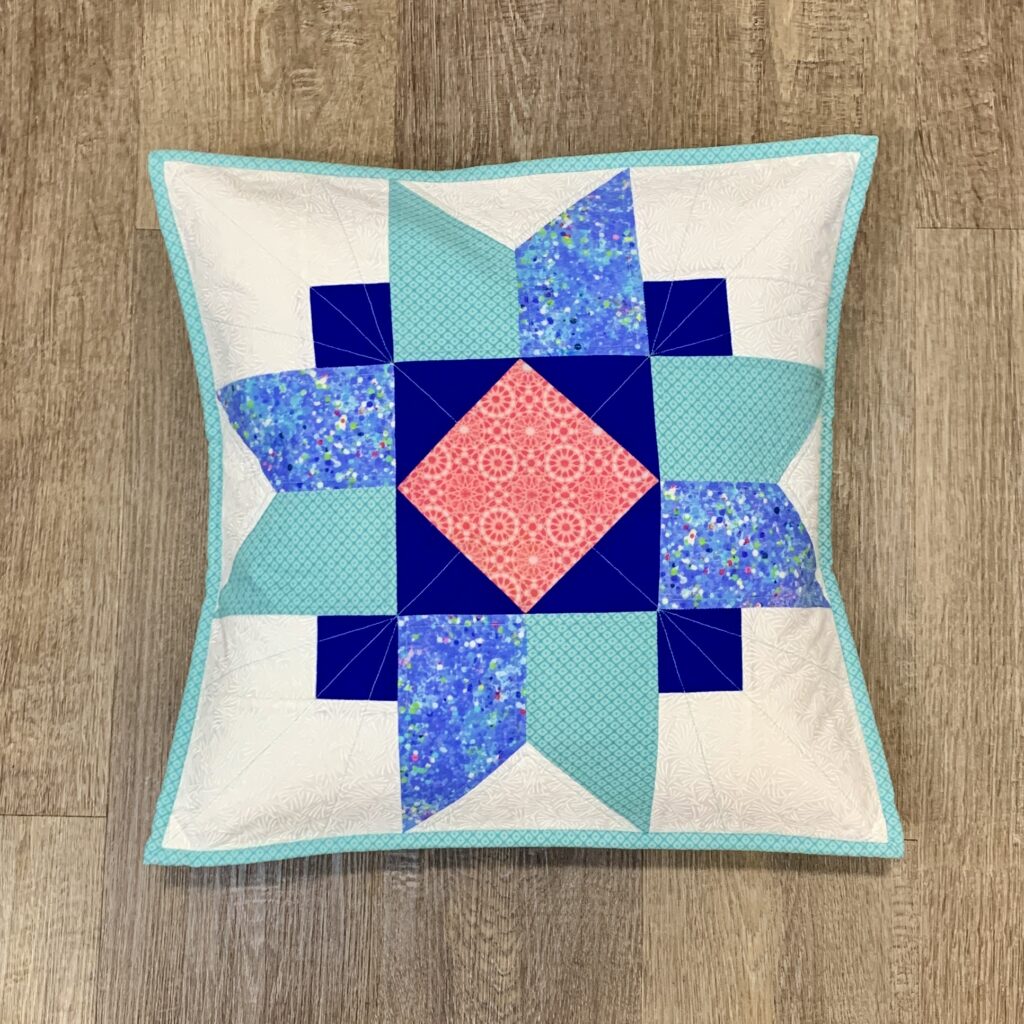 finished reversible quilted pillow