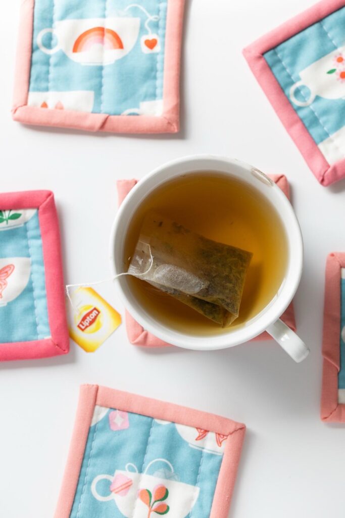 quilted coasters and tea