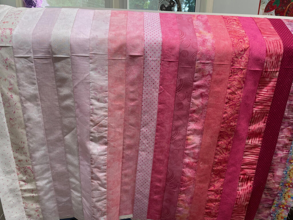 sewing the rows