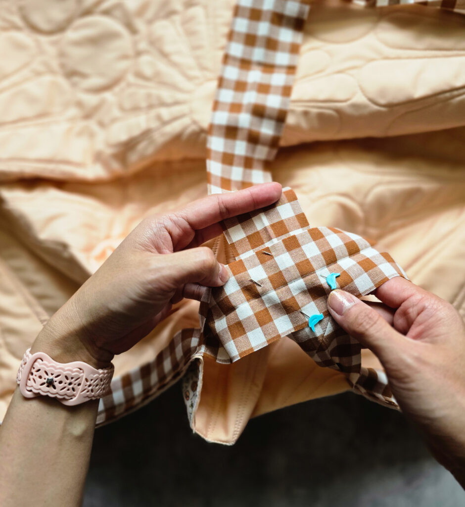 sewing diagonal seam to join quilt binding ends