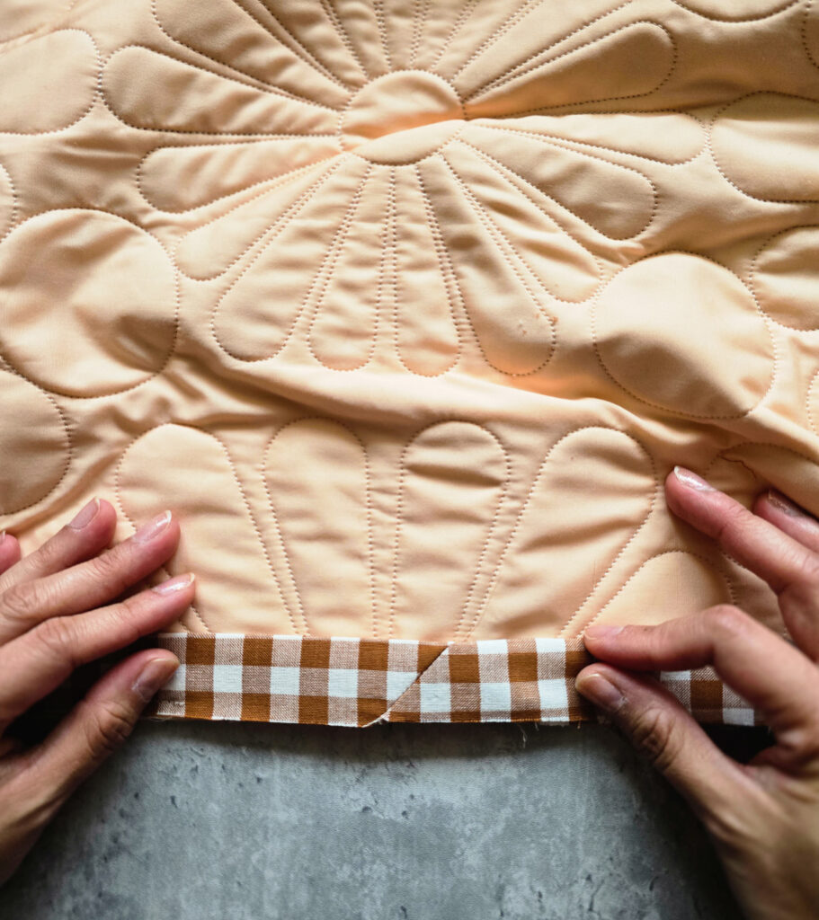 final diagonal seam right side out