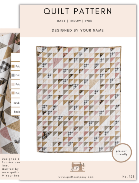 Quilt Pattern Writing Tempaltes Quilt Pattern Template with a brown and pink quilt on the cover.