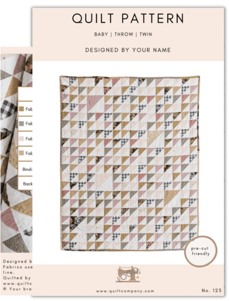 Quilt Pattern Template with a brown and pink quilt on the cover.
